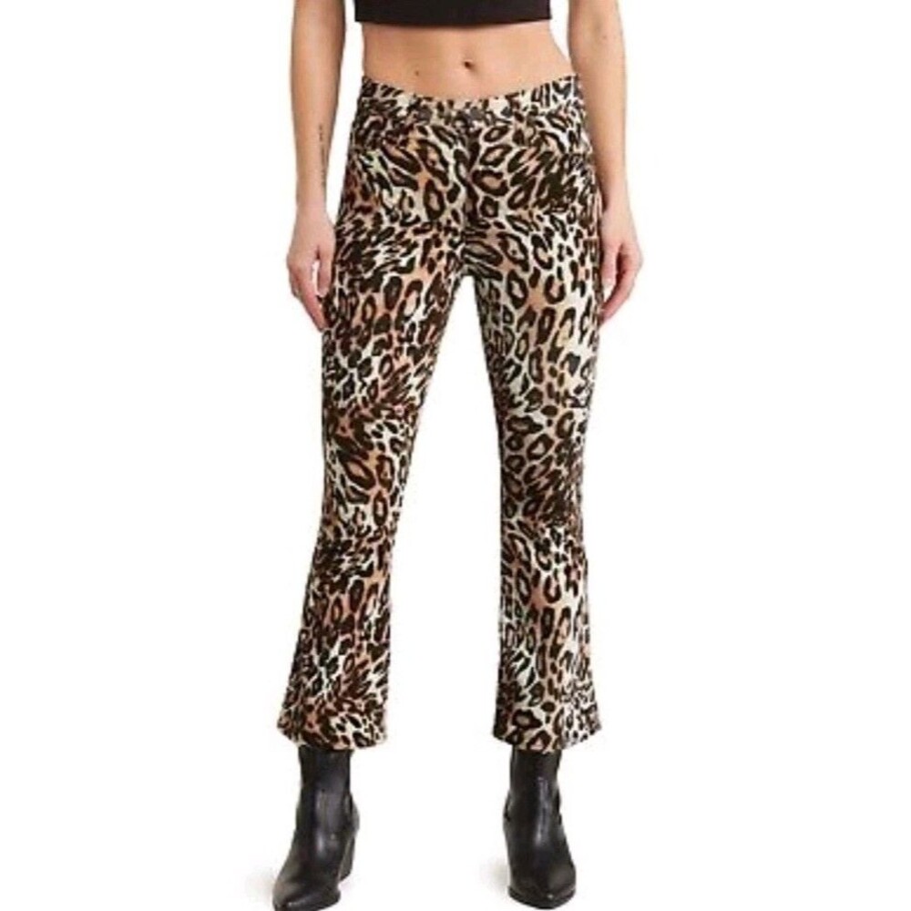 AG Adriano Goldschmied Pant Sz 25 Quinne Crop High-rise Kick Flare Leopard Print - Picture 16 of 16